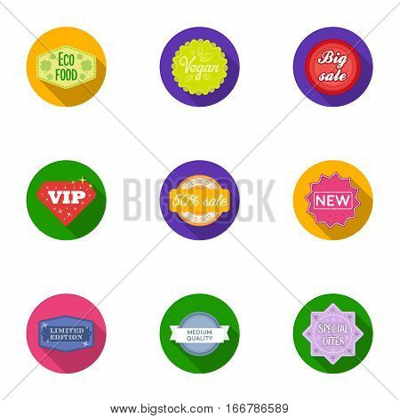 Label set icons in flat style. Big collection of label vector symbol stock