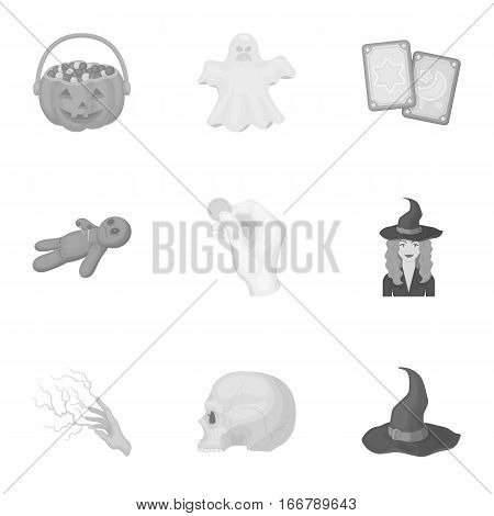 Black and white magic set icons in monochrome style. Big collection of black and white magic vector symbol stock