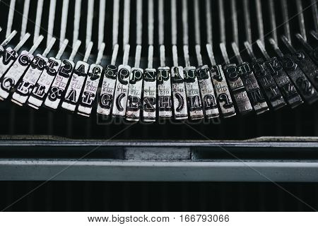 Melal detail of old series typewriter machine