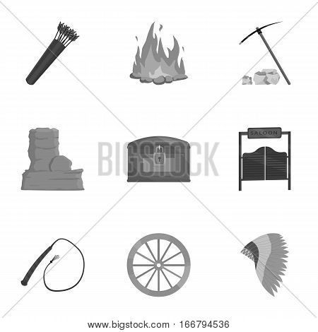 Wild west set icons in monochrome style. Big collection of wild west vector symbol stock