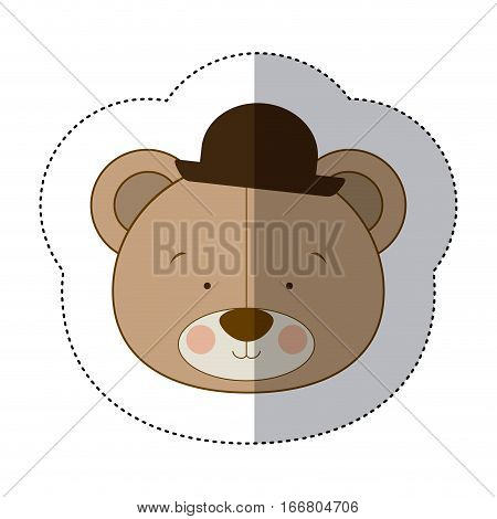 sticker colorful and half shadow with face of groom bear vector illustration