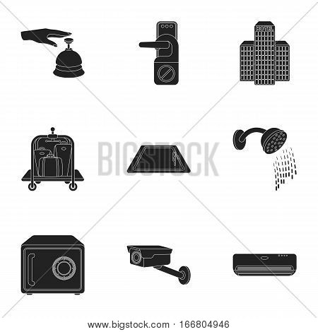 Hotel set icons in black style. Big collection of hotel vector symbol stock