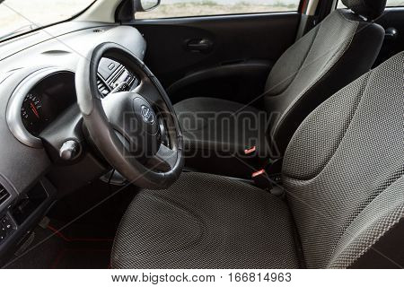 DNIPRO UKRAINE - AUGUST 10 2016: NISSAN MICRA INTERIOR