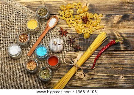 Cooking Pasta With Spice, Chili Pepper, Garlic And Badian
