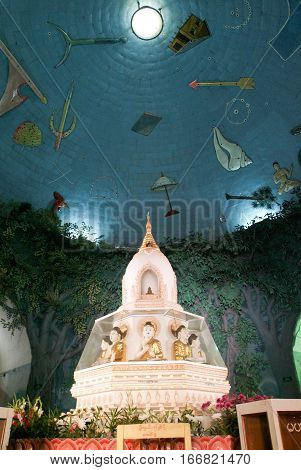 The indoor of Maha Wizaya Paya pagoda at Yangon on Myanmar