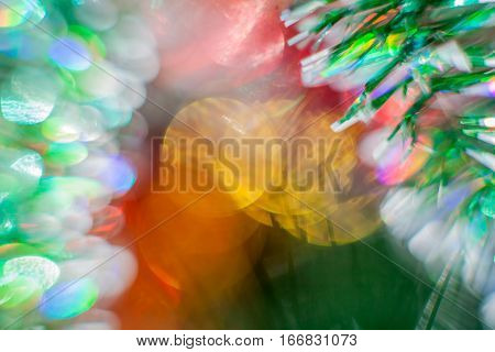 Christmas colored Abstract blur Light BackgroundChristmas-tree toys blur
