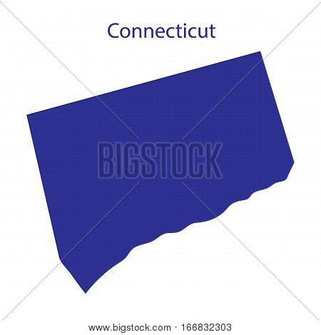 United States, Connecticut. Dark blue silhouette of the state on its borders.