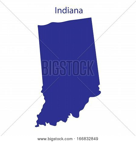 United States, Indiana. Dark blue silhouette of the state on its borders.