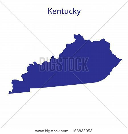 United States, Kentucky. Dark blue silhouette of the state on its borders.