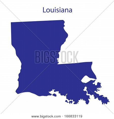 United States, Louisiana. Dark blue silhouette of the state on its borders.