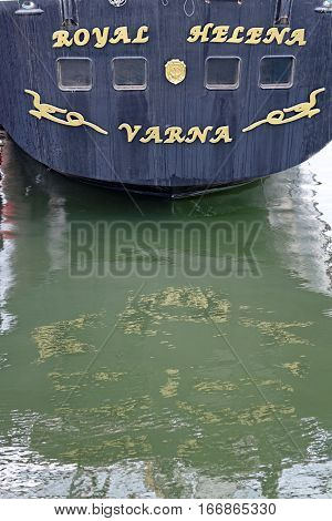 VARNA, BULGARIA - APRIL 30, 2014: Varna is a host of the international maritime event - the SCF Black Sea Tall Ships Regatta. The Bulgarian ''Royal Helena''.
