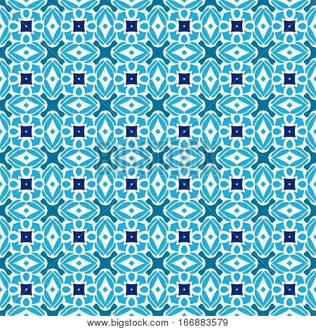 Seamless pattern vector design suface. mosaic tiles blue and white