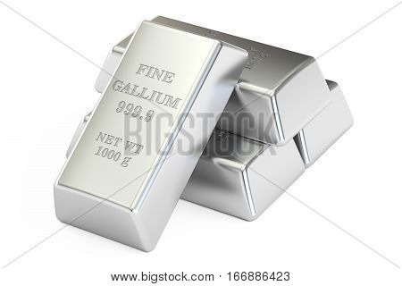 set of gallium ingots 3D rendering isolated on white background