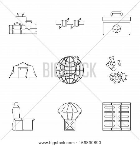 Left country icons set. Outline illustration of 9 left country vector icons for web