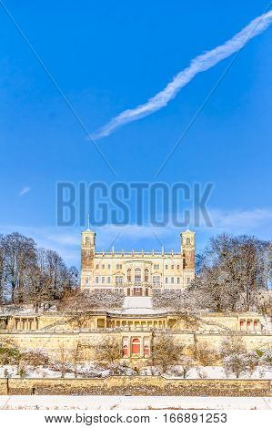 Elbe River Valley In Winter In Dresden