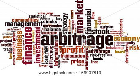 Arbitrage word cloud concept. Vector illustration on white