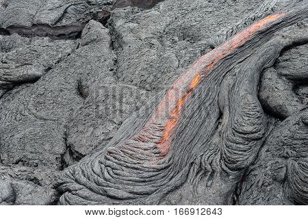 Close Up Lava Flow In Lava Field