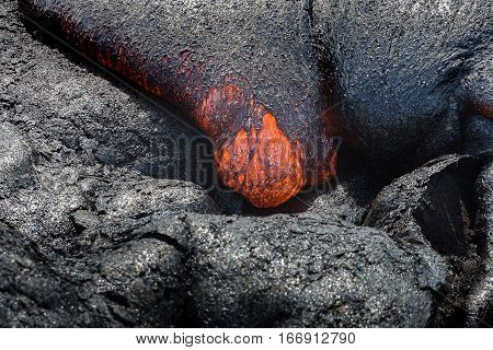 Close Up Lava Flow In Lava Field