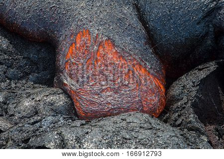 Close Up Lava Flow In Lava Field