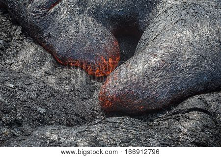 Close Up Lava Flow In Lava Field