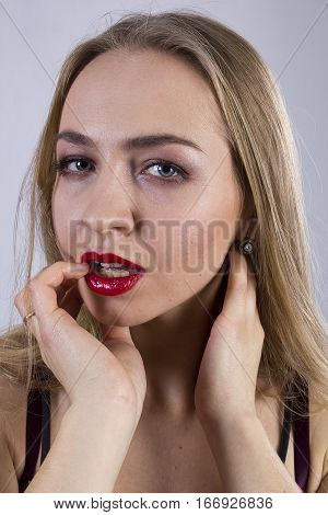 Lust. Portrait of a lascivious young woman. Seven Deadly Sins