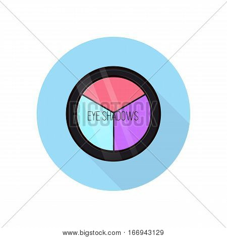 Eye shadow palette. Vector illustration. Blue background.