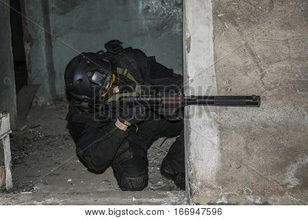 Russian Special Forces Training At A Military Training Ground.