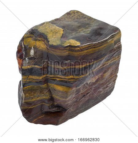 Tiger Iron gemstone isolated on white background