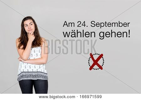 Woman With German Appeal To Vote At German Federal Election 2017