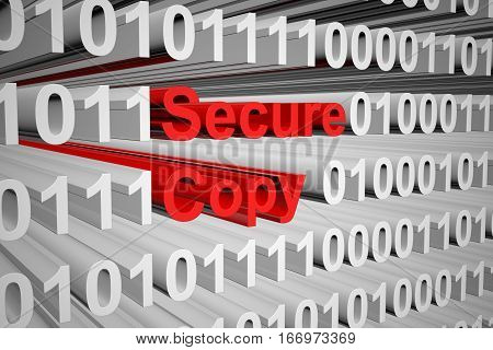 secure copy in the form of binary code, 3D illustration