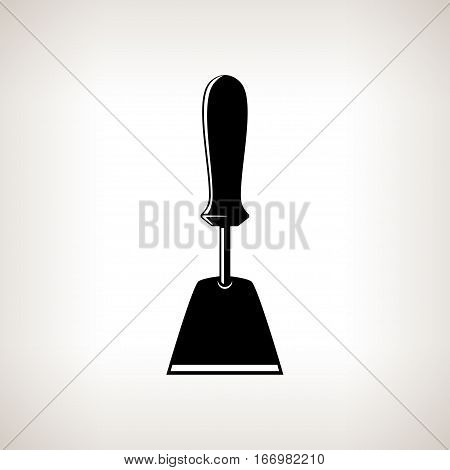 Hand Hoe, Silhouette Hand Draw Hoe on a Light Background, Agricultural Tool, Garden Equipment ,Black and White Illustration