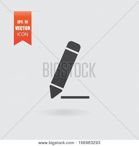 Edit Icon In Flat Style Isolated On Grey Background.