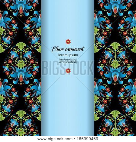 Floral ethnic vintage card. Abstract floral ornament.