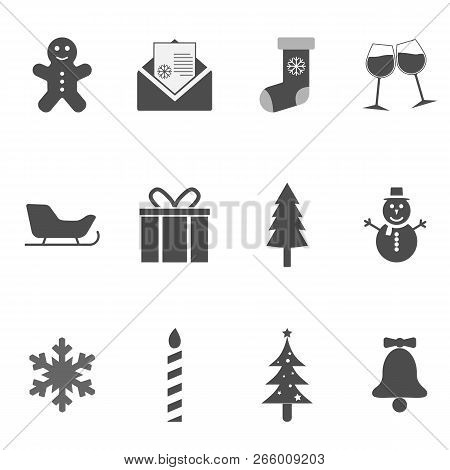 Christmas Icons Set. Vector Illustrations. Flat Design.