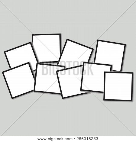 Photo Frame Background, Vector Illustration. Set Of Photo Frames On A Black Background