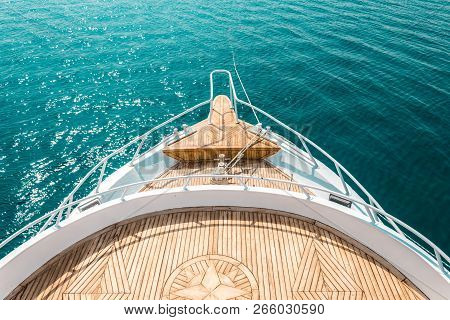 Luxury Yacht, Stern Interior, Comfortable Design For Rest Leisure Tourism Travel And Vacation Concep