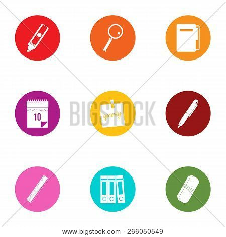 Study Time Icons Set. Flat Set Of 9 Study Time Icons For Web Isolated On White Background