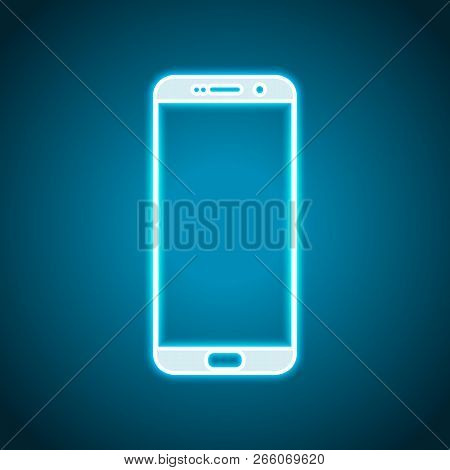 Sellphone Icon. Neon Style. Light Decoration Icon. Bright Electric Symbol