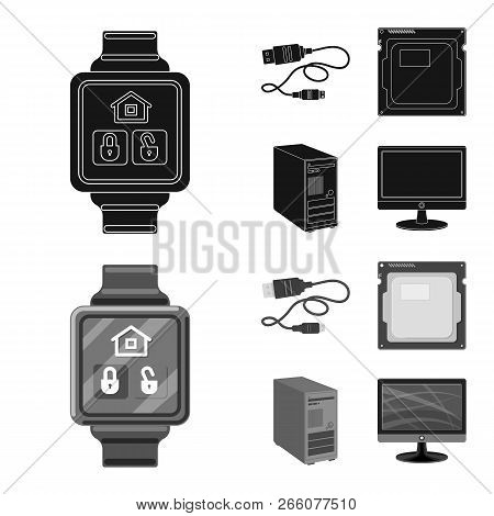 Vector Design Of Laptop And Device Icon. Set Of Laptop And Server Stock Symbol For Web.