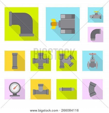 Isolated Object Of Pipe And Tube Icon. Collection Of Pipe And Pipeline Stock Vector Illustration.