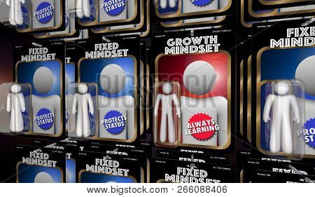 Growth Vs Fixed Mindset Learning People 3d Illustration