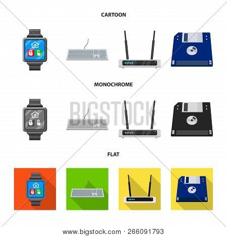 Isolated Object Of Laptop And Device Icon. Collection Of Laptop And Server Vector Icon For Stock.