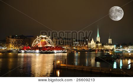 Zurich downtown by night