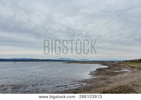 Surrey, Canada - October 27, 2018: Blackie Spit Park Area At Boundary Bay.