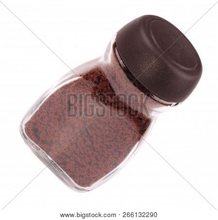Jar Of Instant Coffee Isolated At Dry Sunny Summer Day
