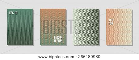 Digital Green Brown Zig Zag Banner Templates, Wavy Lines Gradient Stripes Backgrounds For Business C