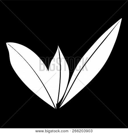 Bay Leaf Isolated Logo Icon. White Silhouette. Vector