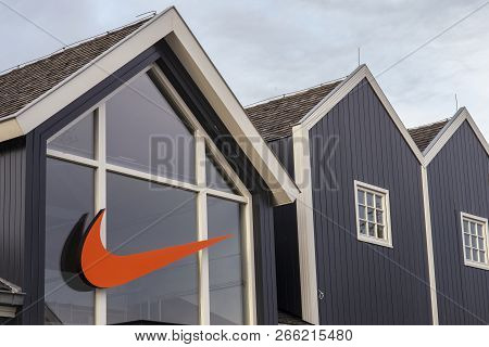 09 October 2018, Lelystad, Netherlands: Nike Store In The Batavia Stad Fashion Outlet