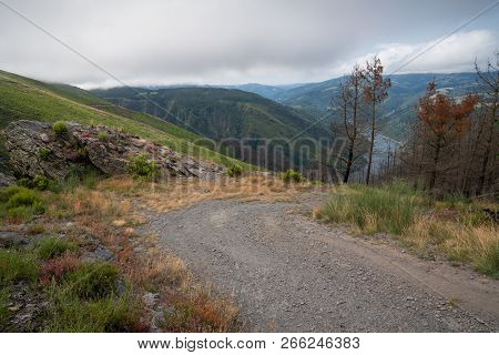 Water Reservoir Close To Grandas De Salime, Beautiful Landscape Along The Camino De Santiago Trail, 