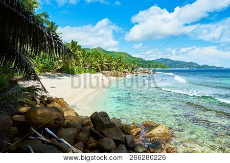 Tropical Beach At Seychelles, South Of Mahe, Petite Marie Louise Bay